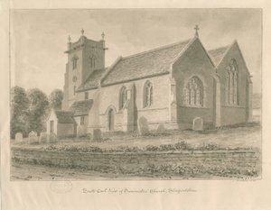 Igreja de Swynnerton: desenho em sépia, 1841 de John Buckler