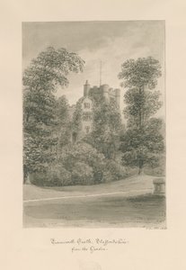 Castelo Tamworth: desenho de lavagem sépia de John Buckler