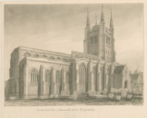 Igreja de Tamworth: desenho em sépia de John Buckler