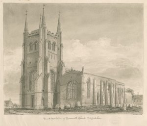 Igreja de Tamworth: desenho em sépia de John Buckler