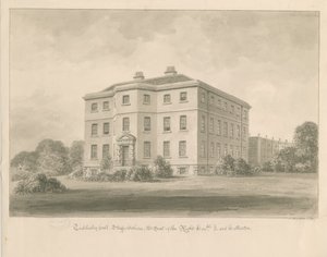 Teddesley Hall: desenho em sépia, 1841 de John Buckler