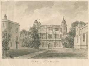 Tixall Hall and Gatehouse: desenho sépia, 1841 de John Buckler