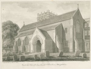 Trentham - Nova Igreja: desenho em sépia, 1844 de John Buckler