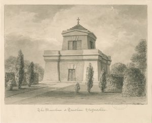 Trentham - O Mausoléu: desenho sépia de John Buckler