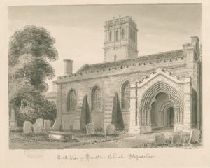Igreja de Trentham: desenho em sépia, 1840 de John Buckler
