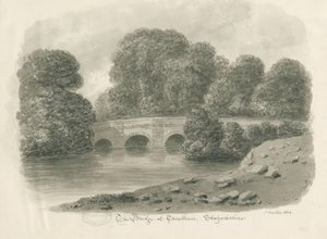 Trentham Hall - Bridge: desenho em sépia, 1844