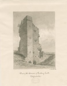 Castelo de Tutbury: desenho em sépia de John Buckler