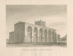 Igreja do Priorado de Tutbury: desenho em sépia, 1812 de John Buckler