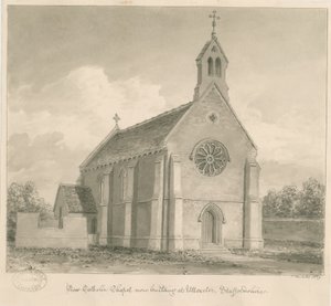 Uttoxeter Town - Nova Capela Católica: desenho em sépia de John Buckler