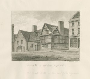 Cidade de Walsall - Casa Antiga: desenho em sépia de John Buckler
