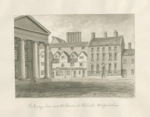 Walsall Town - The George Inn: desenho de lavagem sépia de John Buckler