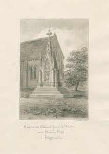 Igreja de Walton-on-the-Hill - Cruz da igreja: desenho sépia de John Buckler