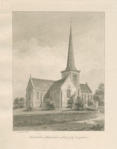 Igreja Walton-on-the-Hill: desenho de lavagem sépia de John Buckler