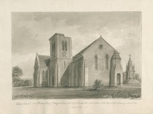 Igreja de Walton-on-the-Hill: desenho em sépia, 1844 de John Buckler