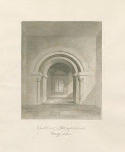 Igreja da Cachoeira - Interior da Capela-mor: desenho em sépia, 1847 de John Buckler