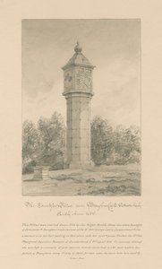 Westmorland - Castelo de Brougham - Pilar da Condessa: desenho em sépia, 1800 de John Buckler