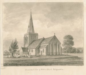 Igreja de Weston-on-Trent: desenho em sépia, 1841