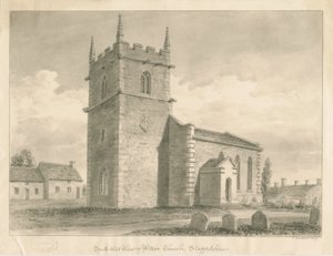 Igreja de Wetton: desenho em sépia, 1839 de John Buckler