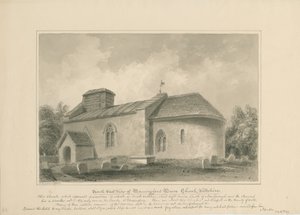 Wiltshire - Igreja de Manningford Bruce: desenho em sépia, 1806 de John Buckler