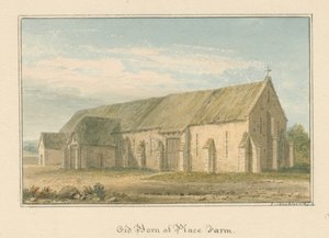 Wiltshire - fazenda do lugar - celeiro velho, 1817 de John Buckler