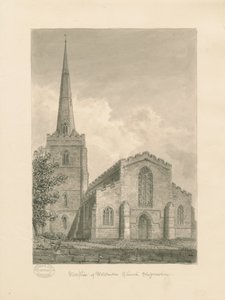 Igreja Wolstanton: desenho em sépia de John Buckler