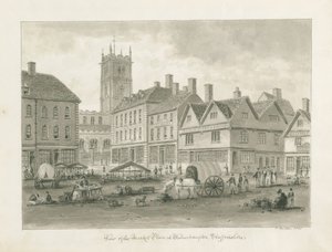 Wolverhampton - Mercado: desenho sépia de John Buckler