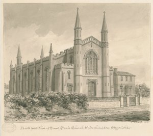 Wolverhampton - Igreja de São Paulo: desenho em sépia
