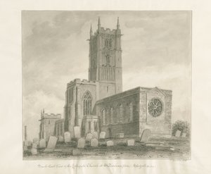 Wolverhampton - Igreja de São Pedro: desenho em sépia de John Buckler
