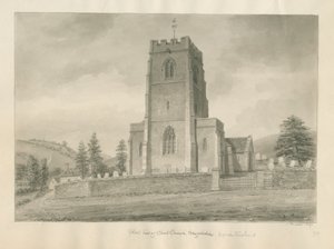 Worcestershire - Clent Church: desenho sépia de John Buckler