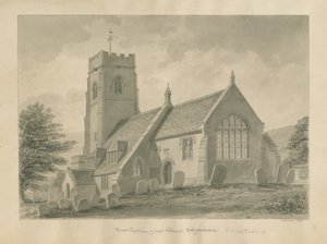 Worcestershire - Clent Church: desenho em sépia, 1847 de John Buckler