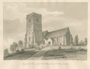 Worcestershire - Droitwich - Igreja Dodderhill: desenho sépia de John Buckler