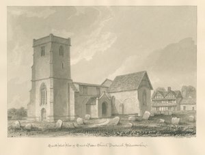 Worcestershire - Droitwich - Igreja de São Pedro: desenho em sépia, 1833 de John Buckler