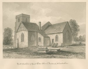 Worcestershire - Droitwich - Igreja de São Pedro: desenho em sépia, 1833 de John Buckler