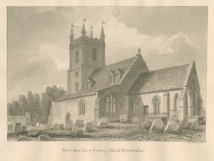 Worcestershire - Igreja de Hanbury: desenho em sépia, 1833 de John Buckler
