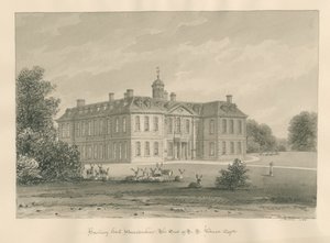 Worcestershire - Hanbury Hall: desenho em sépia, 1833 de John Buckler