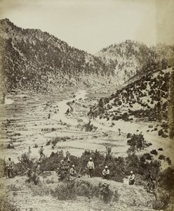 Uma vista da rota tomada pelo ataque dianteiro de Peiwar Kotal, 1878-79
