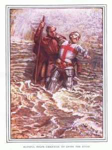 Esperançoso ajuda Christian a atravessar o rio de John Byam Liston Shaw