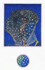 Reverie: Zamur-u-Din: Por mil anos, a noite de milhares de céus trouxe homens aqui, ilustração de The Garden of Kama (e outras letras da Índia), 1920