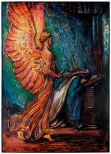 O Mensageiro vem para Christiana dos Peregrinos Progresso deste Mundo, para o que está por vir John Bunyan (1628-1688) Ilustração de Byam Shaw (1872-1919), um anjo chega convocando Chri de John Byam Liston Shaw