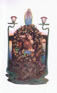 O jardim da ponte, ilustração do The Garden of Kama (e outras letras da Índia), 1920 de John Byam Liston Shaw