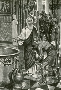 Eles encheram o grande vaso de prata com água pura de John Byam Liston Shaw