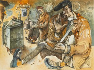 The Slab Boys (caneta e tinta e aquarela)