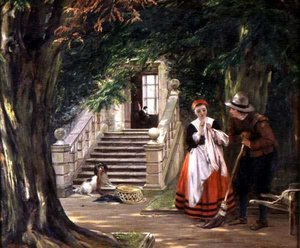 O Flerte Fora da Casa do Mestre de John Callcott Horsley