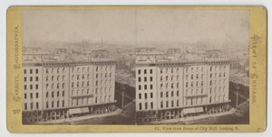 Estereógrafo de vista da cúpula da prefeitura olhando para o norte, antes do incêndio de Chicago de 1871