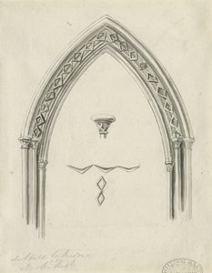 Interior da Catedral de Lichfield - Arco no corredor norte: desenho em sépia, sd [ Séc. XIX] (desenho) de John Carter