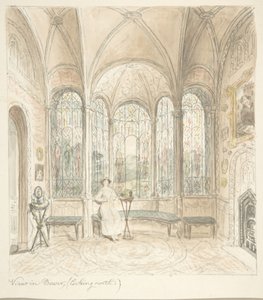 Lea Castle, Worcestershire, View in Bower, olhando para Norte, ca. 1816.