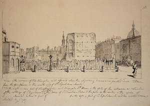 Vista dos restos da antiga prisão de Newgate