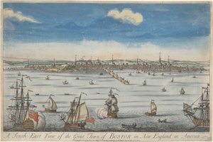 Uma visão do sudeste da grande cidade de Boston, na Nova Inglaterra de John Carwitham