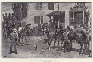 A temporada de treinamento, mudando os cavalos em um Wayside Inn