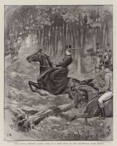 A imperatriz alemã participando de uma caça ao javali no Grunewald, perto de Berlim